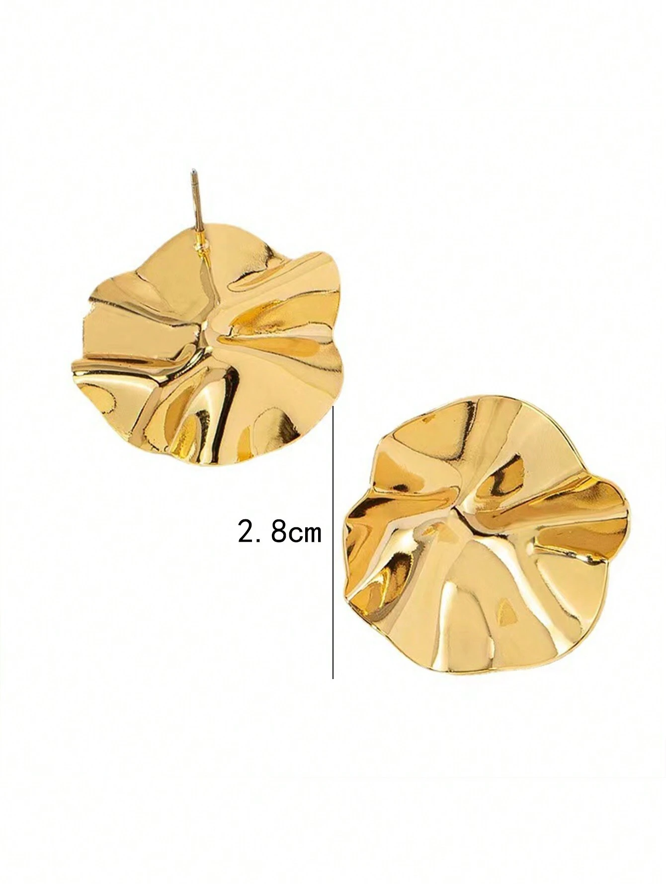 1 Par Novo Formato De Lótus Metálico, Brincos De Textura Irregular Para Mulheres, Modernos E Criativos, Brincos Assimétricos Plissados Para Festa, Data, Presente De Ano Novo