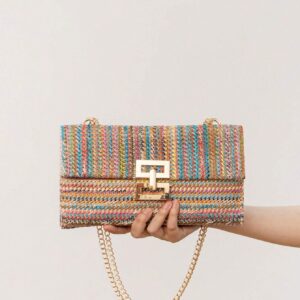 Bolsa de Ombro Trançada com Alça de Corrente.