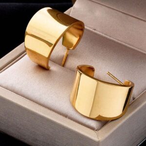 Brincos de Aço Inoxidável, Formato em C, Minimalista de Alta Qualidade.