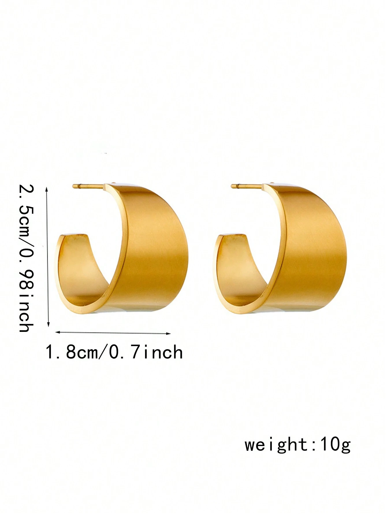 Brincos de Aço Inoxidável, Formato em C, Minimalista de Alta Qualidade. - Imagem 5