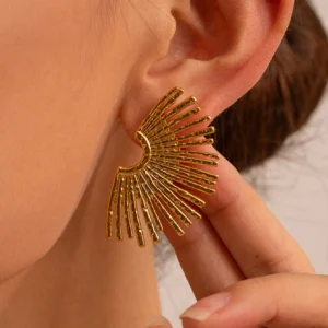 Brincos de Gota do Sol, folheados a ouro 18k Ocos.