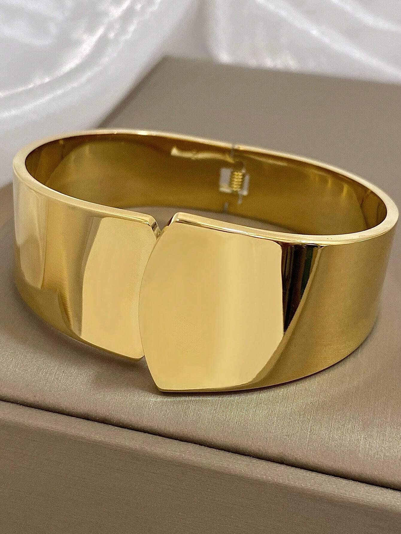 Pulseira Minimalista Grosso Aço Inoxidável, Elegante e Ampla Cuff. - Imagem 6