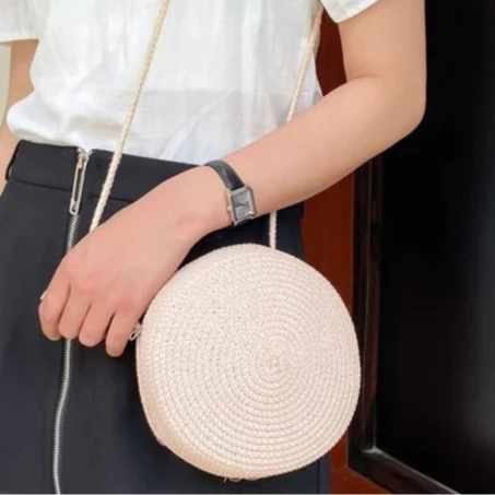 Bolsa de Praia Bag Saco de Palha Verão Transversal.