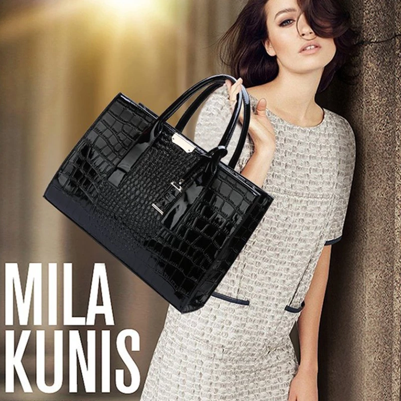 Bolsa Luxo Jacaré designer, Couro Patente do Plutônio Crossbody. - Imagem 4