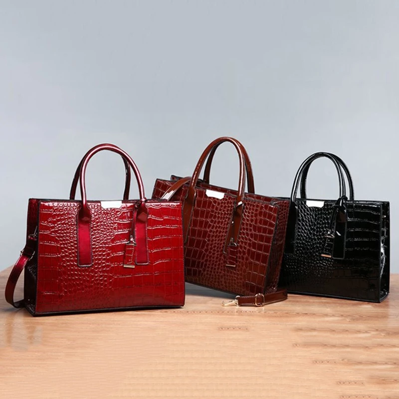 Bolsa Luxo Jacaré designer, Couro Patente do Plutônio Crossbody. - Imagem 5