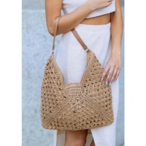 Sacola de Palha Feminina de Ombro e Viagem